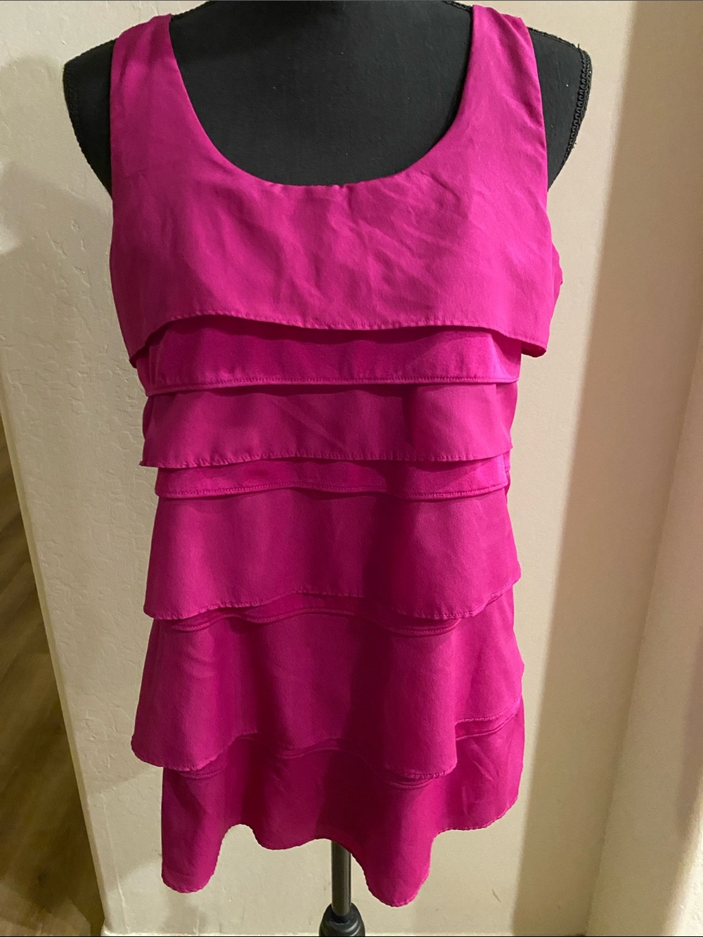 The Limited Bright Fuchsia Layered Ruffle Tank